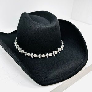 -SOLD-Black cowgirl hat with rhinestones.